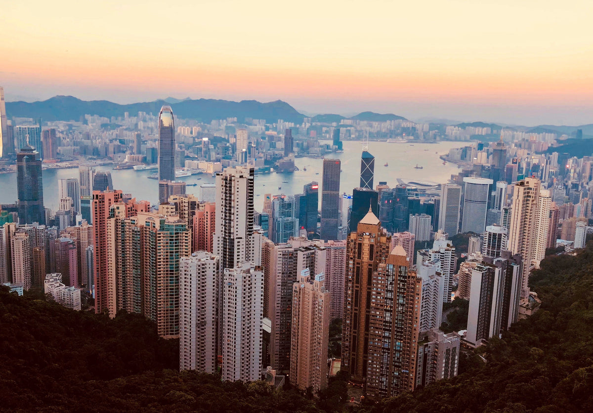 Modern Hong Kong office tower district representing the Cantonese workplace vocabulary