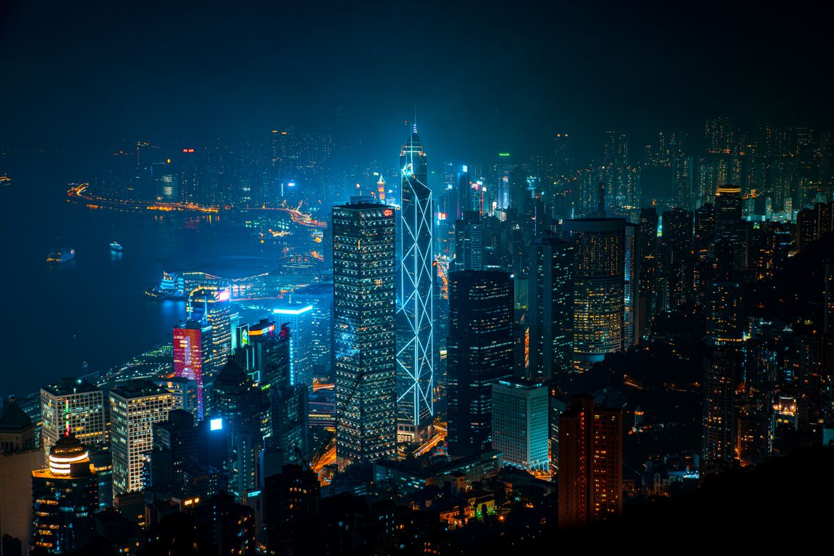 Hong Kong night skyline from Victoria Peak