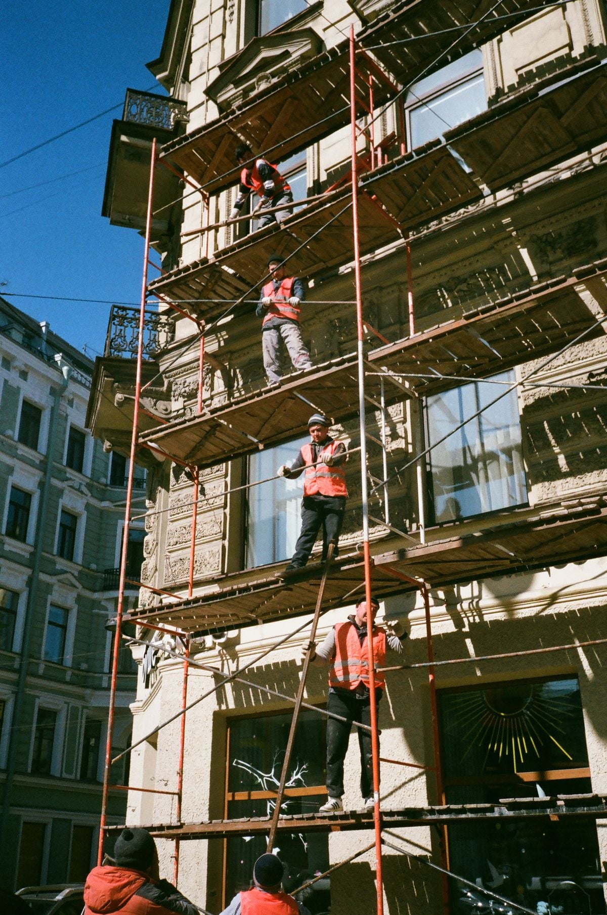 Men on scaffolding — the traditional trade behind Hong Kong's skyline
