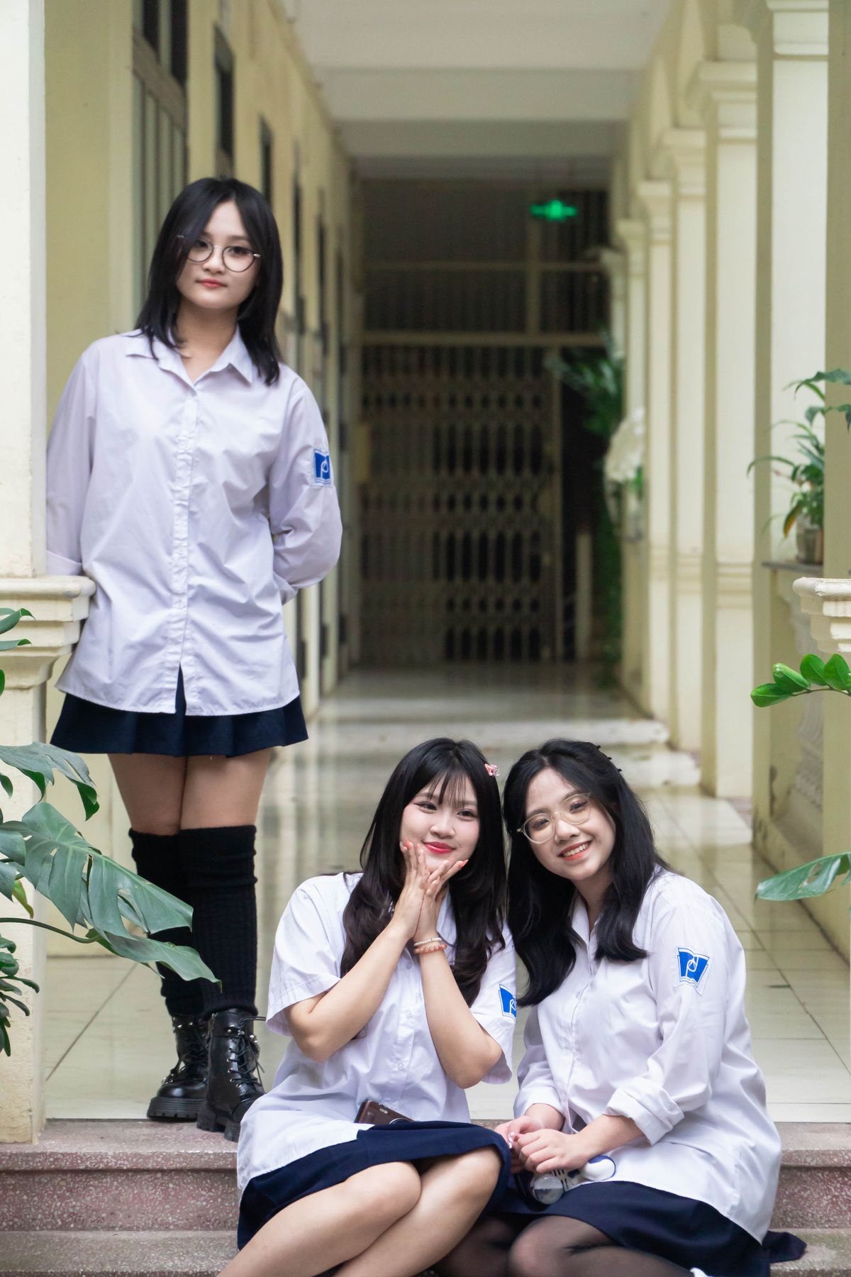 Group of students in school uniform lined up together