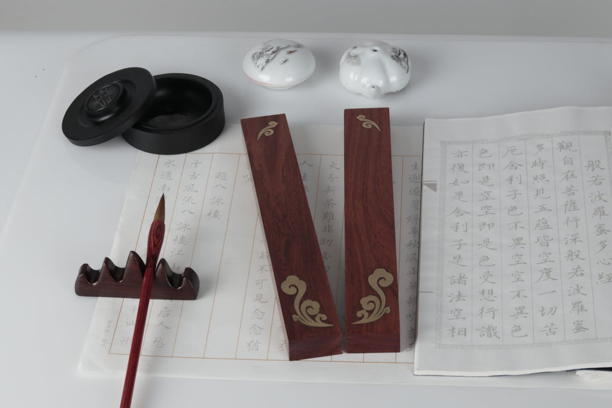 Traditional Chinese calligraphy tools representing the richness of Cantonese language